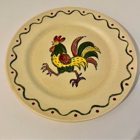 California Provincial collection 
by Metlox Poppytrail Red Green Rooster Plate - Picture 1 of 7
